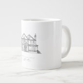Custom House Illustration Minimalist Line Art Home Grote Koffiekop (Voorkant rechts)
