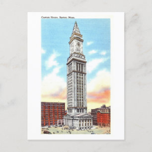 Custom House in Boston, Massachusetts, Vintage Tra Briefkaart