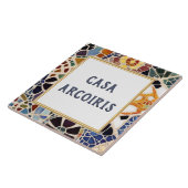 Custom House naam teken kleurrijke Spaanse mozaïek Tegeltje (Zijkant)