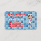 Custom House Schoonmaakservice Janitor Maid Cartoo Visitekaartje (Achterkant)