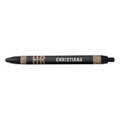 Custom HR Human Resources Leopard Print HR Zwarte Inkt Pen (Voorkant)