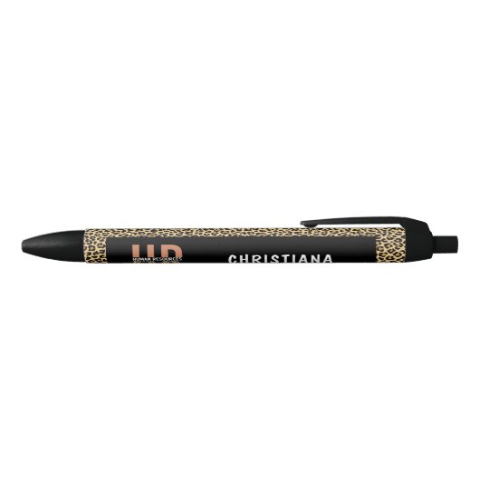 Custom HR Human Resources Leopard Print HR Zwarte Inkt Pen (Bovenkant)