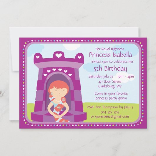 Custom HRH Princess Birthday Party Kaart (Voorkant)