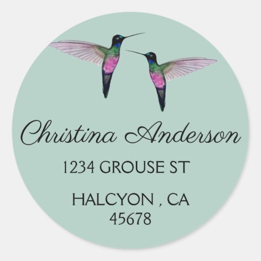 Custom Hummingbird Address Sticker (Voorkant)