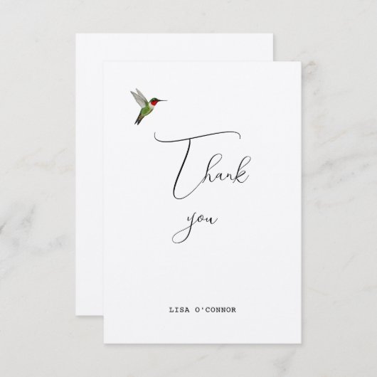 Custom Hummingbird Dank u Bedankkaart (Voorkant / Achterkant)