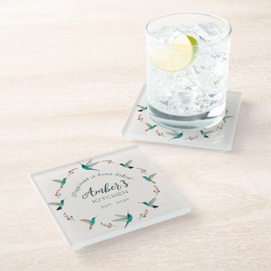 Custom Hummingbird   Glazen Onderzetter (Schuin)