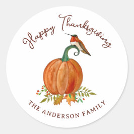 Custom Hummingbird Thanksgiving Ronde Sticker