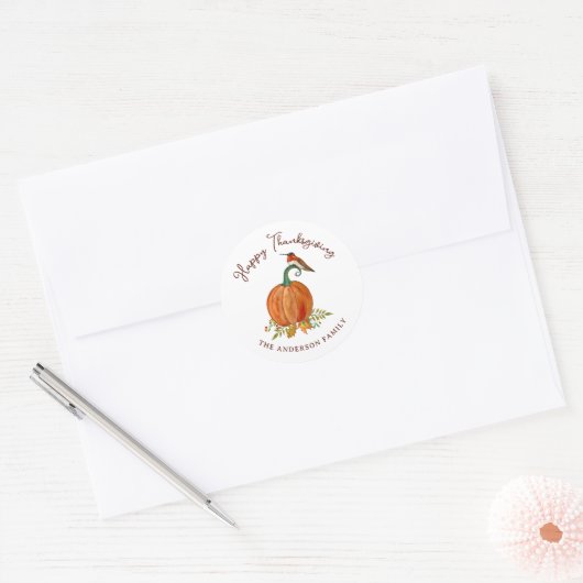 Custom Hummingbird Thanksgiving Ronde Sticker (Envelop)