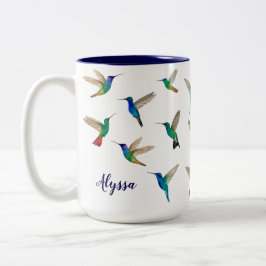 Custom hummingbirds tweekleurige koffiemok