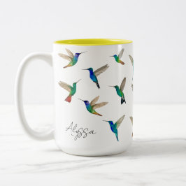 Custom hummingbirds tweekleurige koffiemok