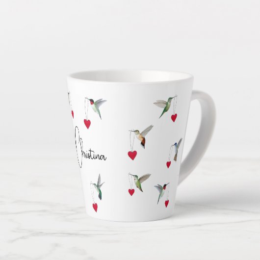 Custom Hummingbirds Valentijnsdag Latte Mok (Rechterhoek)