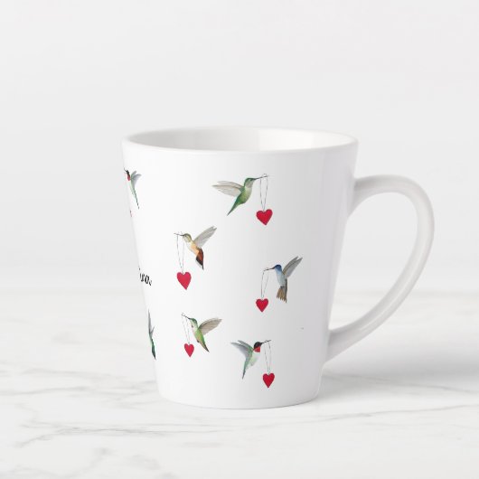 Custom Hummingbirds Valentijnsdag Latte Mok (Rechts)