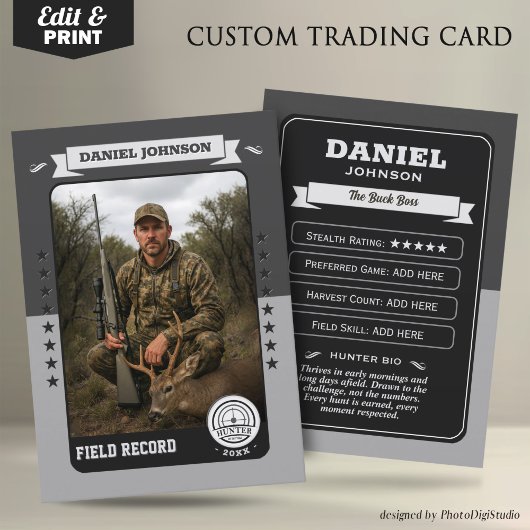 Custom Hunter Trading Card, Hunting Gifts Hunter  Contactkaartje