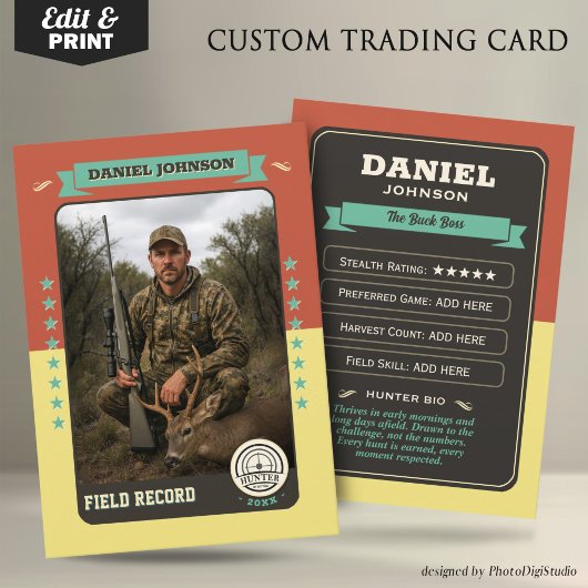 Custom Hunter Trading Card, Hunting Gifts Hunter  Contactkaartje
