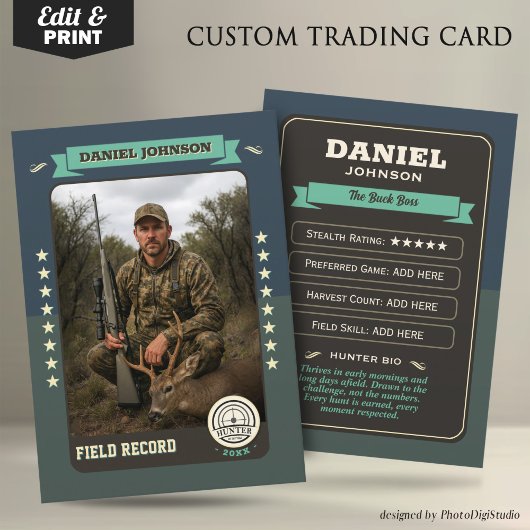 Custom Hunter Trading Card, Hunting Gifts Hunter Contactkaartje