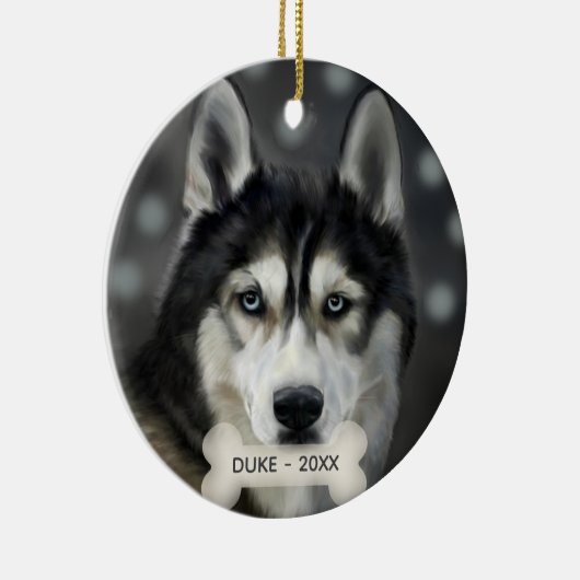 Custom Husky Dog Foto Keramisch Ornament (Rechts)