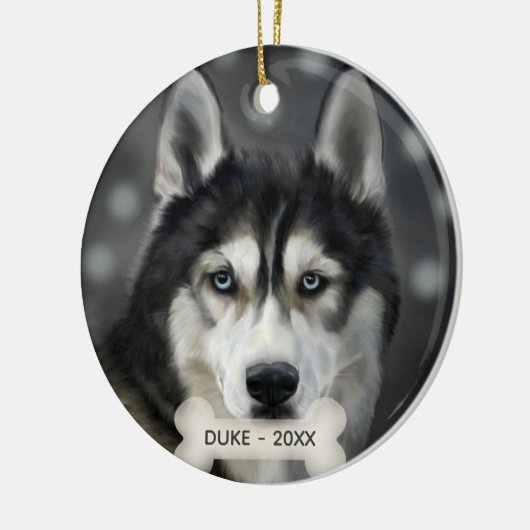 Custom Husky Dog Foto Keramisch Ornament (Links)