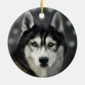 Custom Husky Dog Foto Keramisch Ornament (Achterkant)