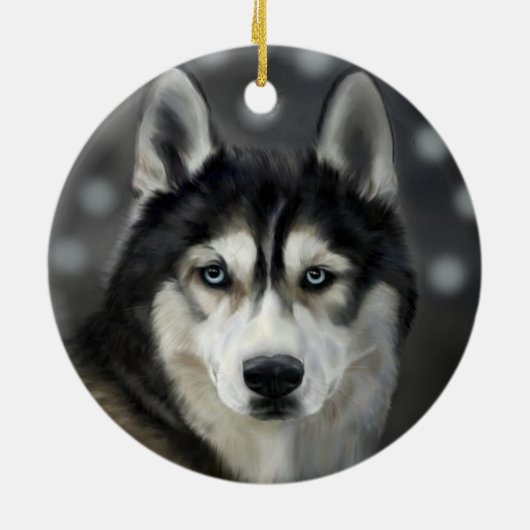Custom Husky Dog Foto Keramisch Ornament (Achterkant)