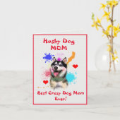 Custom Husky Moeder Hond Beste Gekke Hond Dame Dig Kaart (Gele Bloem)