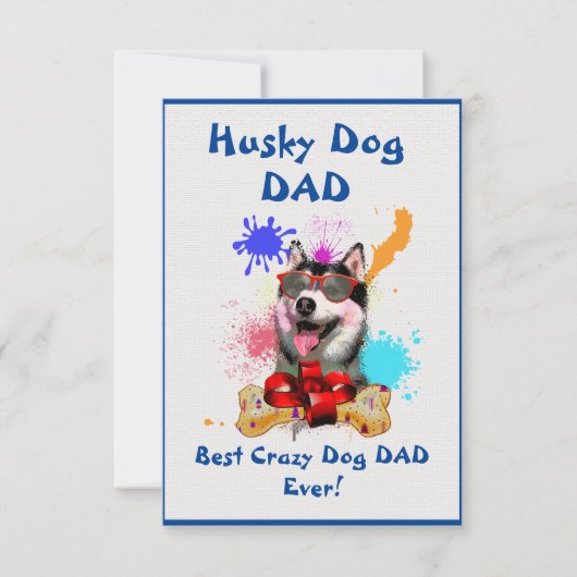 Custom Husky vader hond beste gekke hond vader Bedankkaart (Voorkant)