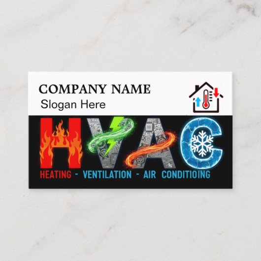 Custom HVAC Business Card with Company Logo & Slog Visitekaartje (Voorkant)