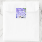 Custom Hydrangea Bruiloft Blauw Lila Vierkante Sticker (Tas)