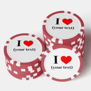 CUSTOM! I Heart Poker Chips - Rood