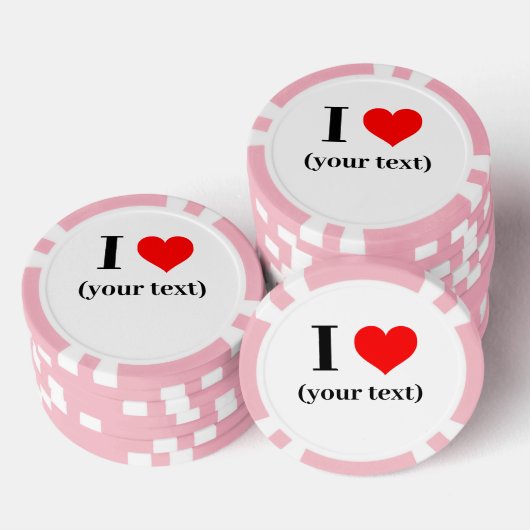 CUSTOM! I Heart Poker Chips - Roze (Opstapeling)