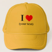 CUSTOM! I Heart Trucker Hoed - Geel Pet (Voorkant)