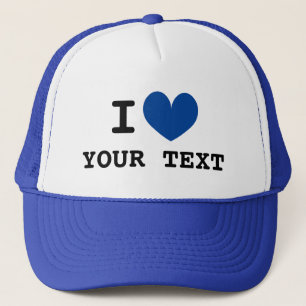 Custom I HEART trucker hoed met blauw liefdesicoon Trucker Pet