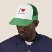 CUSTOM! I Heart Trucker Hoed - Wit en Groen Trucker Pet (In situ)