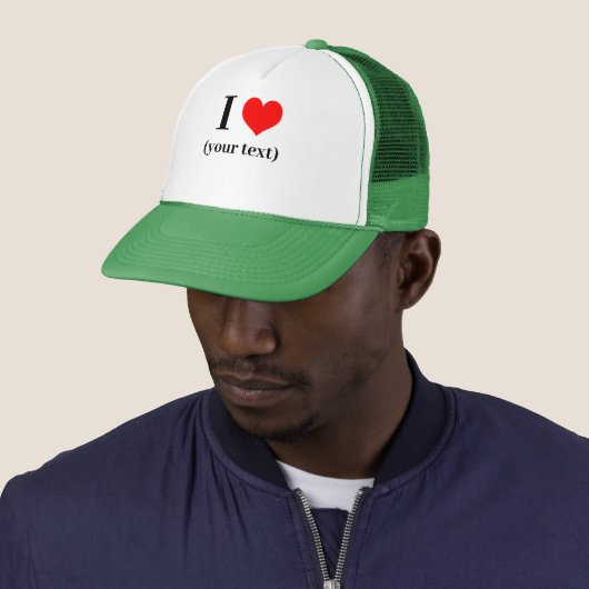 CUSTOM! I Heart Trucker Hoed - Wit en Groen Trucker Pet (In situ)