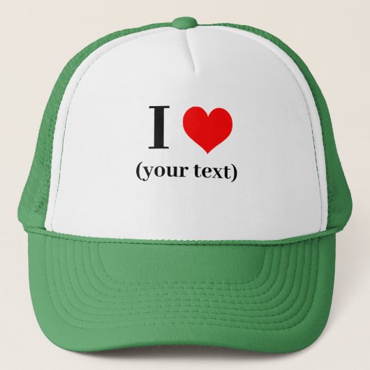 CUSTOM! I Heart Trucker Hoed - Wit en Groen Trucker Pet (Voorkant)
