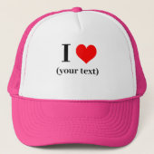CUSTOM! I Heart Trucker Hoed - Wit en Hot Pink Pet (Voorkant)
