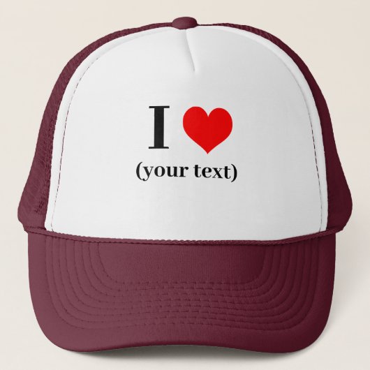 Custom! I Heart Trucker Hoed - Wit en Maroon Trucker Pet (Voorkant)