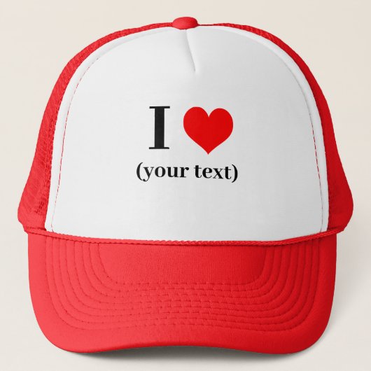 CUSTOM! I Heart Trucker Hoed - Wit en Rood Pet (Voorkant)