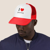 CUSTOM! I Heart Trucker Hoed - Wit en Rood Pet (In situ)