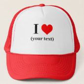 CUSTOM! I Heart Trucker Hoed - Wit en Rood Trucker Pet (Voorkant)