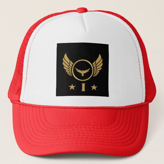 Custom I Initiaal Gedrukt Monogram-Pet Rood Royal Trucker Pet (Voorkant)