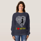 Custom I Love Heart Netball Jumper Trui (Voorkant volledig)