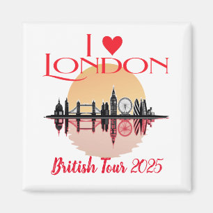 Custom I Love London Skyline Kroningssouvenir Magneet