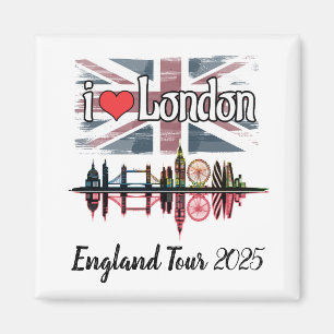 Custom I Love London Skyline Union Jack Souvenir Magneet