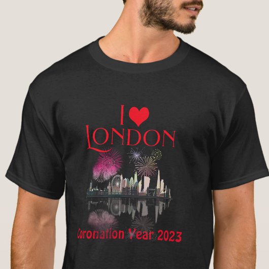 Custom I Love London Skyline vuurwerk Souvenir T-shirt