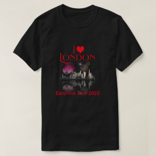 Custom I Love London UK Skyline vuurwerk Souvenir T-shirt