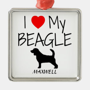 Custom I Love My Beagle Metalen Ornament