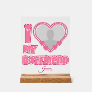 Custom I Love My Boyfriend – Foto en naam toevoege Acryl Bord