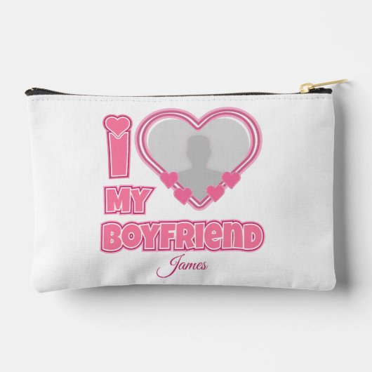 Custom I Love My Boyfriend – Foto en naam toevoege Etui (Achterkant)