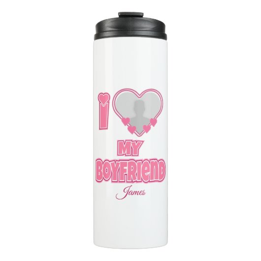 Custom I Love My Boyfriend – Foto en naam toevoege Thermosbeker (Voorkant)