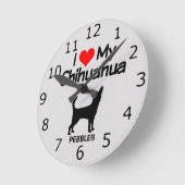 CUSTOM I Love My Chihuahua Dog Ronde Klok (Hoek)